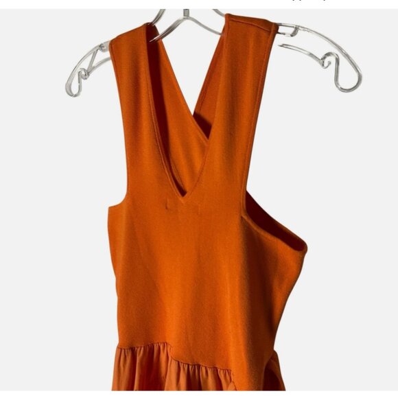 Derek Lam Dress Midi Sleeveless Cross-Strap Orange Size Medium *READ FLAW* - Picture 5 of 9
